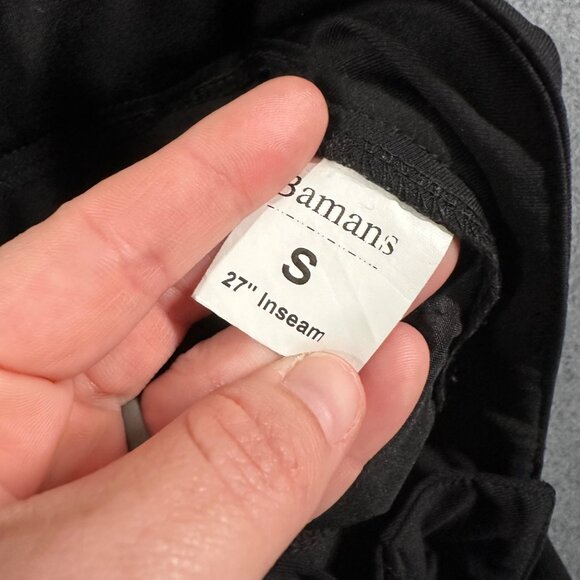 Bamans Womens Small Black Straight Leg Casual Dress Pants Pockets Stretch - Picture 5 of 9